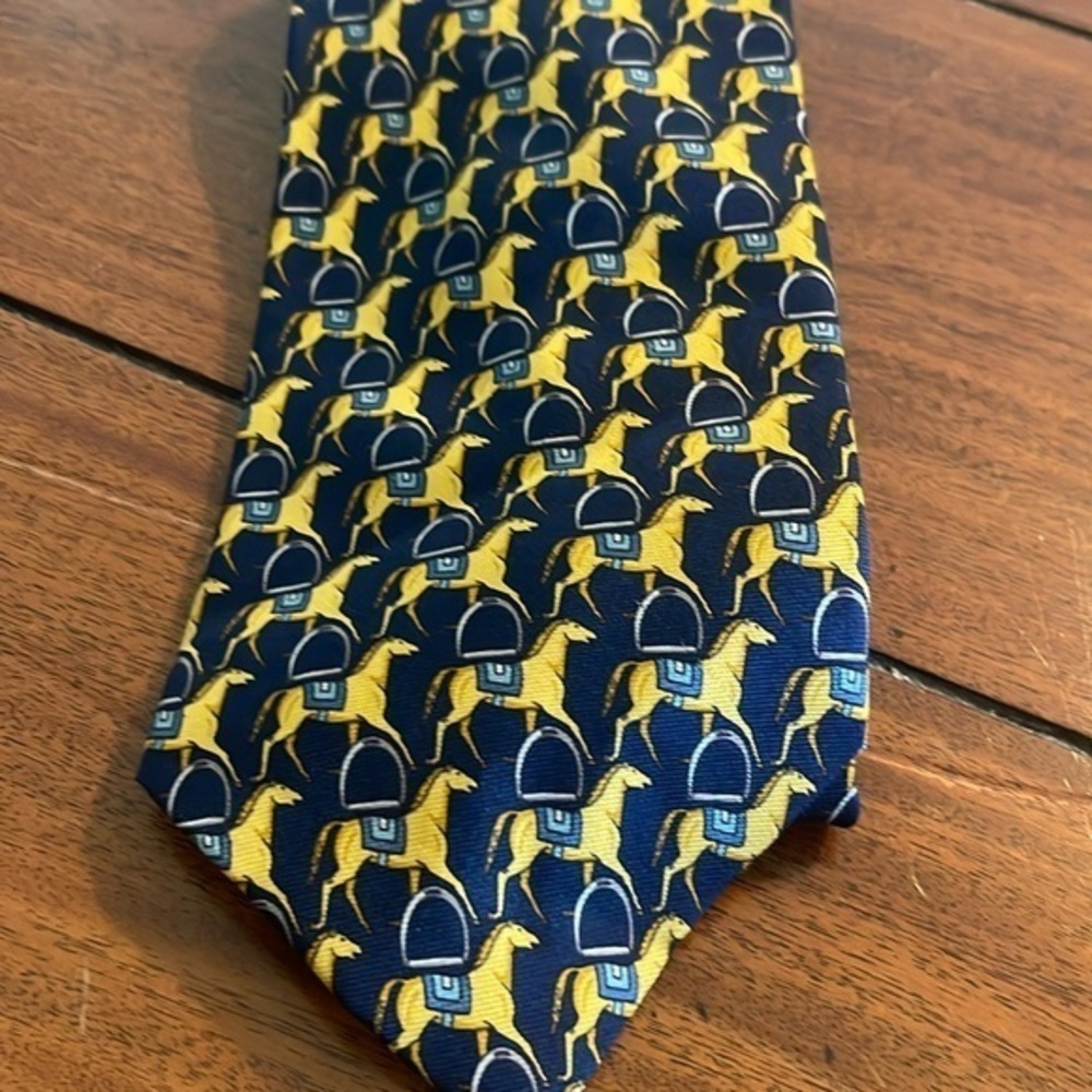 Beaufort Tie Rack Equestrian Horse Theme Silk Tie Made In Italy